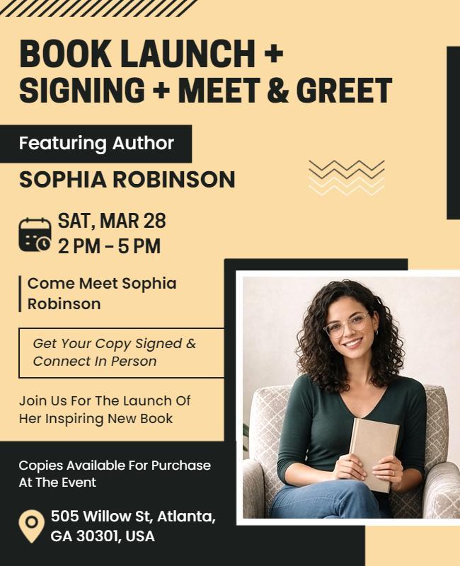 Author Meet and Greet Book Launch Poster Template