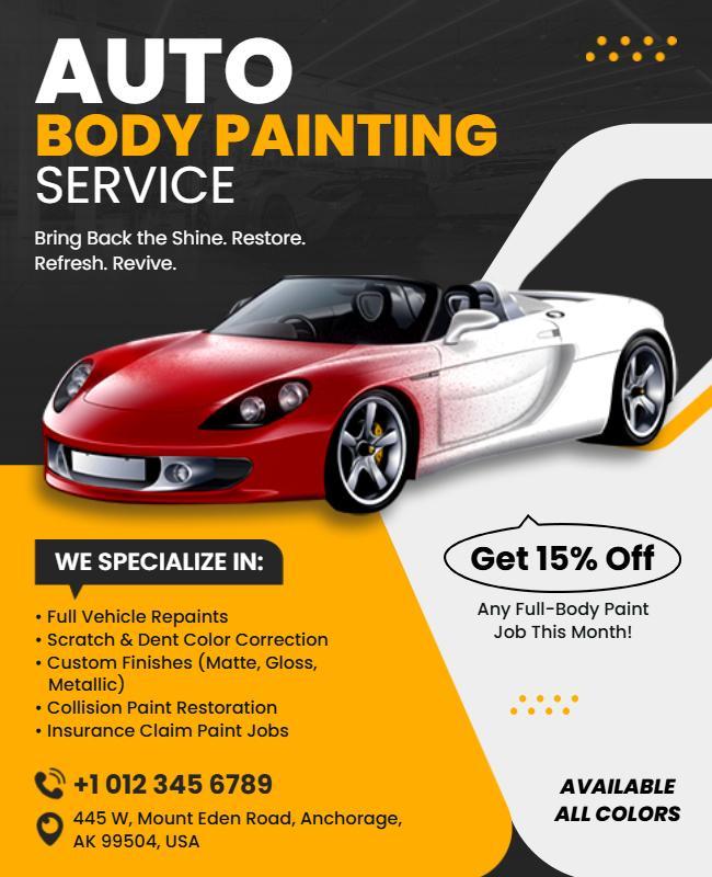 Auto Body Painting Service Promotional Flyer Template