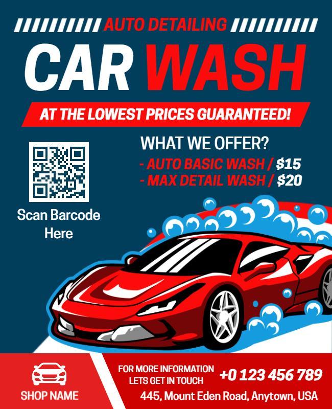 Auto Detailing Car Wash Service Flyer Template