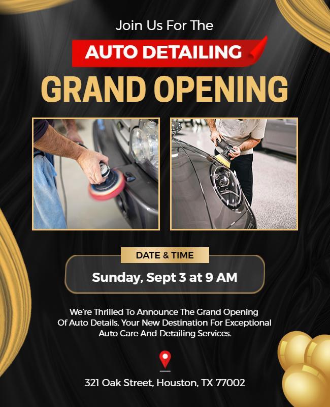 Auto Detailing Grand Opening Event Flyer Template