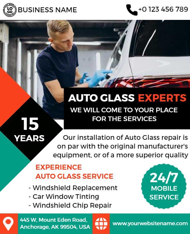 Auto Glass Repair and Replacement Service Flyer Template