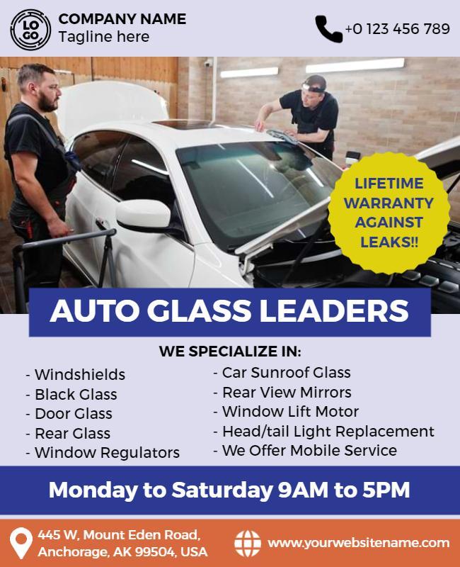 Auto Glass Repair Service Flyer Template