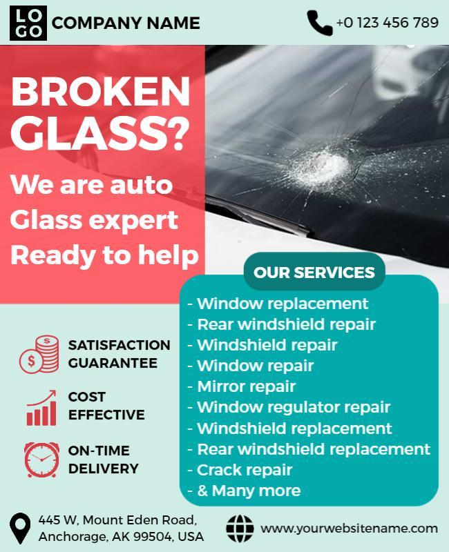 Auto Glass Repair Services Flyer Template