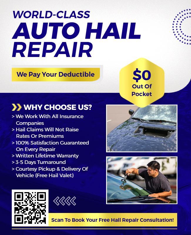 Auto Hail Repair Service Promotional Flyer Template