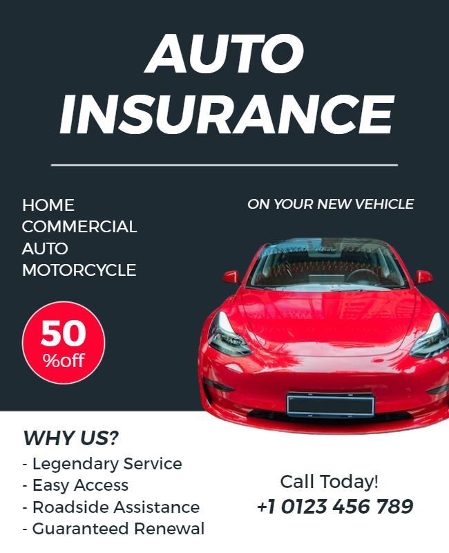 Auto Insurance Promotional Discount Flyer Template