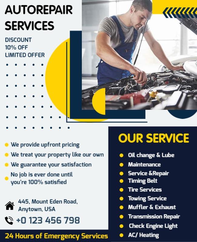 Auto Repair Services Promotional Flyer Template