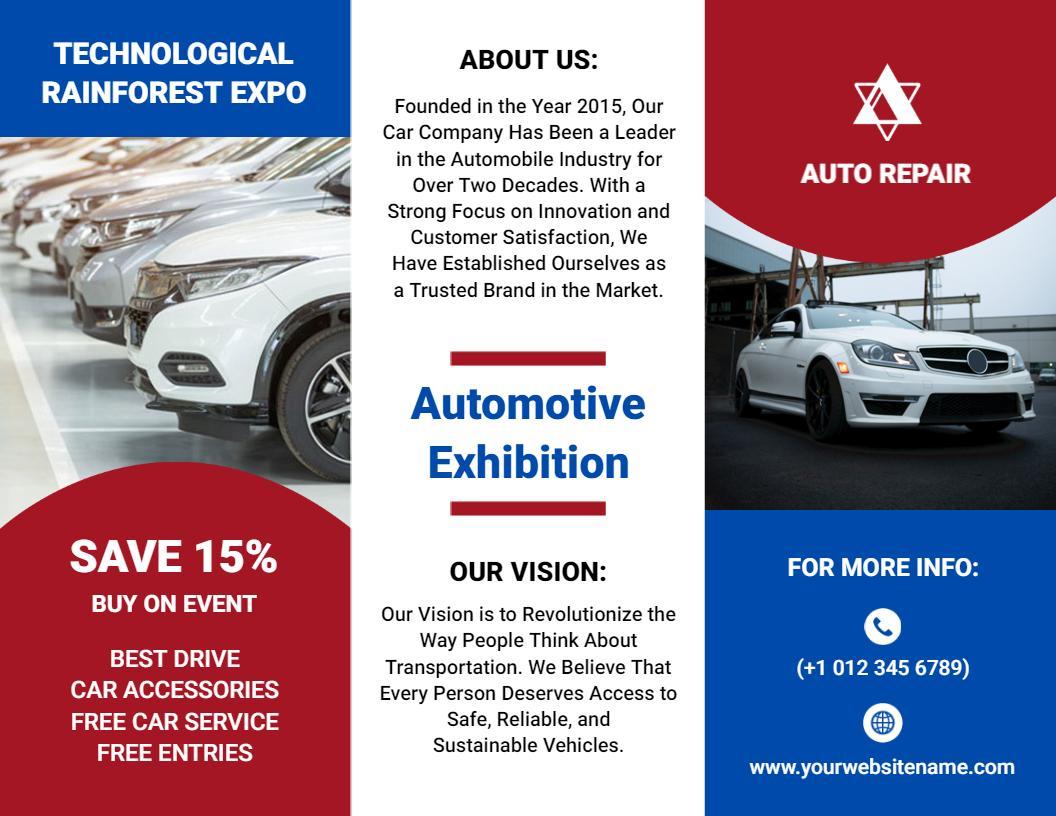 Auto Repair Showcase with Car Accessories Event Brochure Template