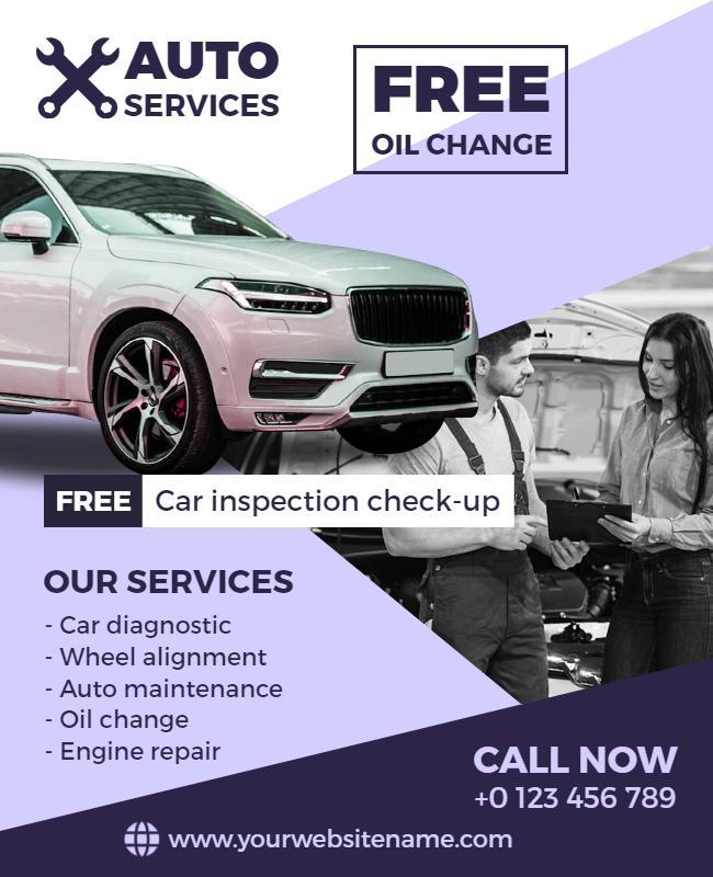 Auto Services and Free Oil Change Flyer Template