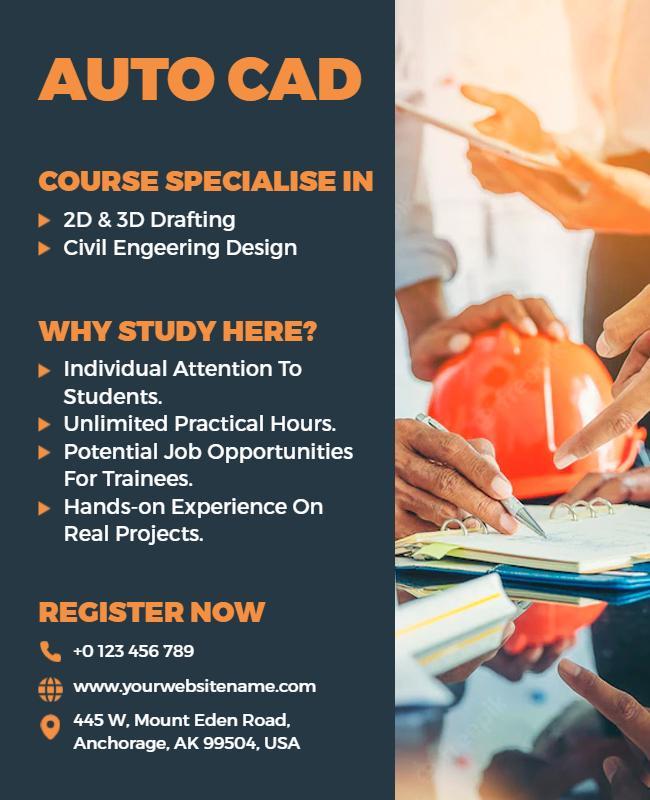 Autocad Training Course Promotion Flyer Template