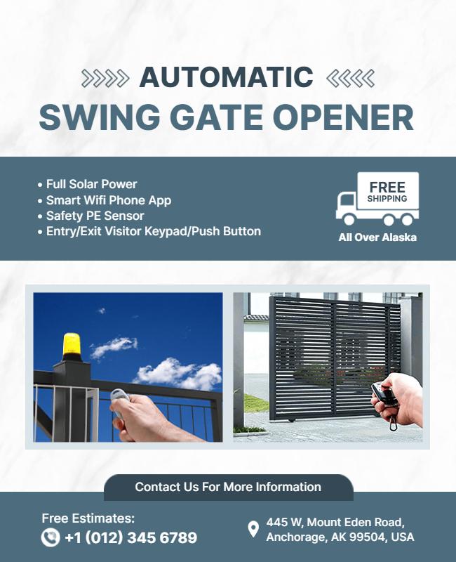 Automatic Solar Powered Gate Opener Flyer Template