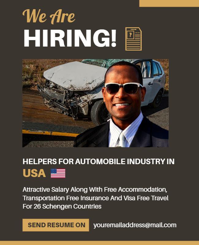 Automobile Industry Hiring Announcement Flyer Template