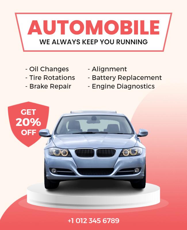 Automobile Maintenance Services Promotion Flyer Template