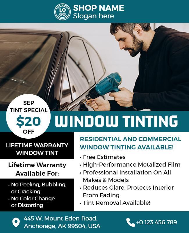 Automotive and Residential Window Tinting Services Flyer Template