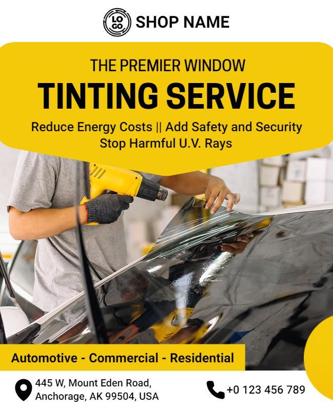 Automotive Commercial Residential Window Tinting Flyer Template