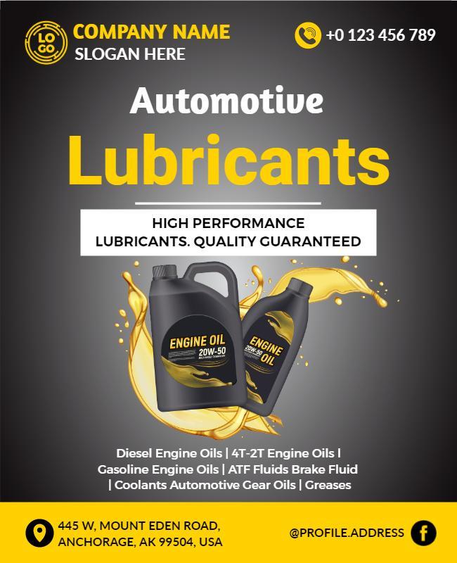 Automotive Engine Oil and Lubricants Flyer Template