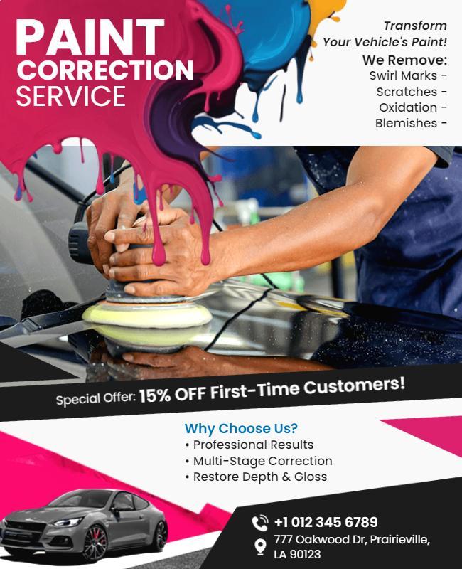 Automotive Paint Correction Service Flyer Template