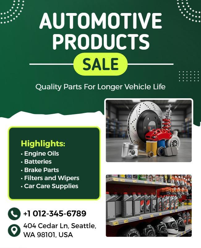 Automotive Products Sale Flyer Template