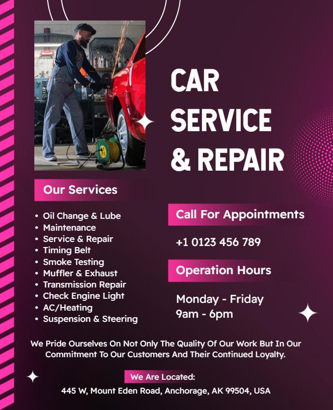 Automotive Repair and Service Promotion Flyer Template