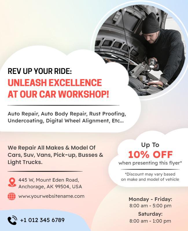 Automotive Repair Service Promotional Flyer Template