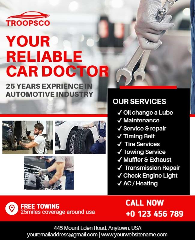 Automotive Repair Services Promotional Flyer Template