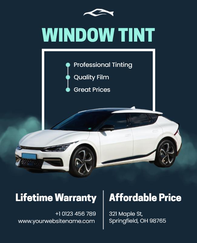 Modern Blue Car Window Tinting Service Flyer Template