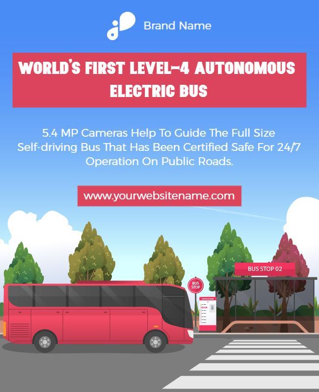 Autonomous Electric Bus Announcement Flyer Template