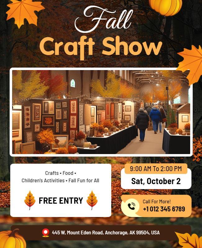 Autumn Arts and Crafts Exhibition Flyer Template