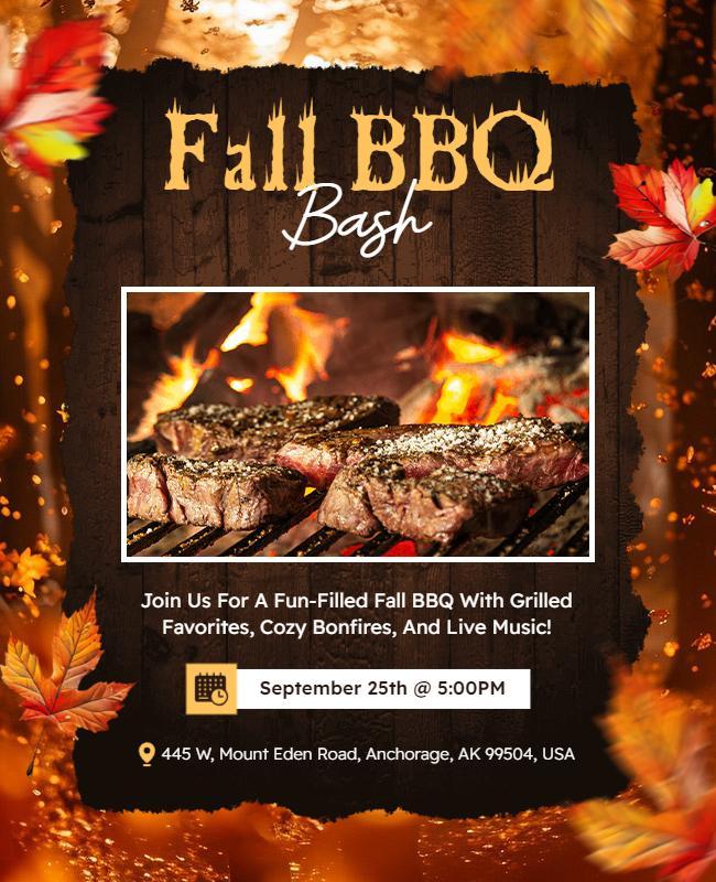 Autumn Barbecue Bash with Grilled Delights Flyer Template