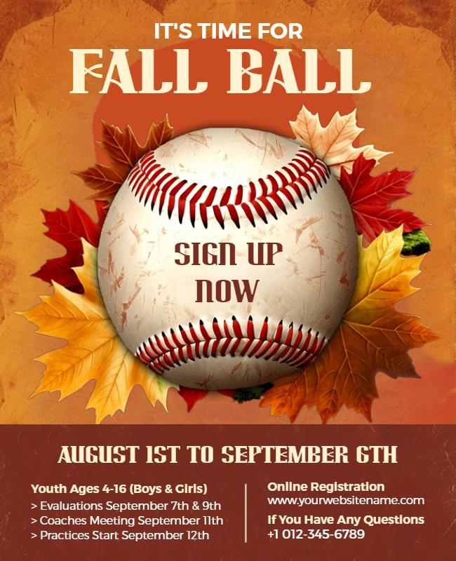 Autumn Baseball Registration Event Flyer Template