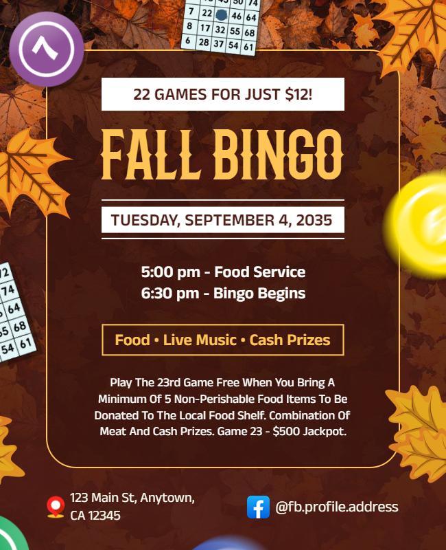 Autumn Bingo Night Event Flyer Template