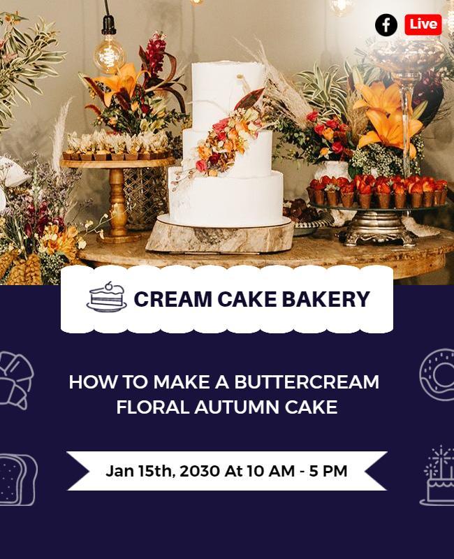 Autumn Buttercream Cake Workshop Flyer Template