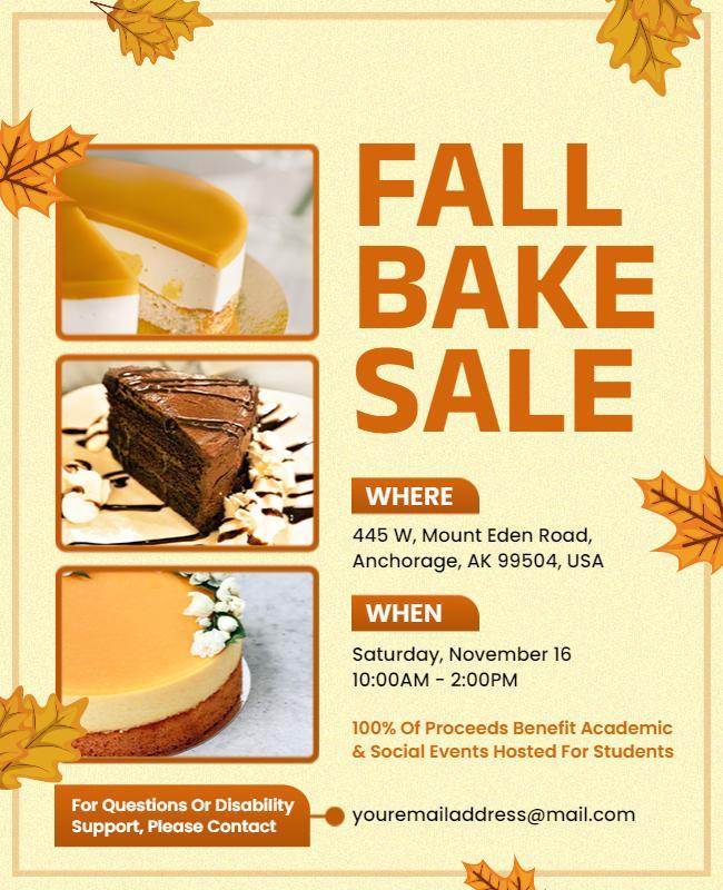 Autumn Charity Bake Sale Event Flyer Template