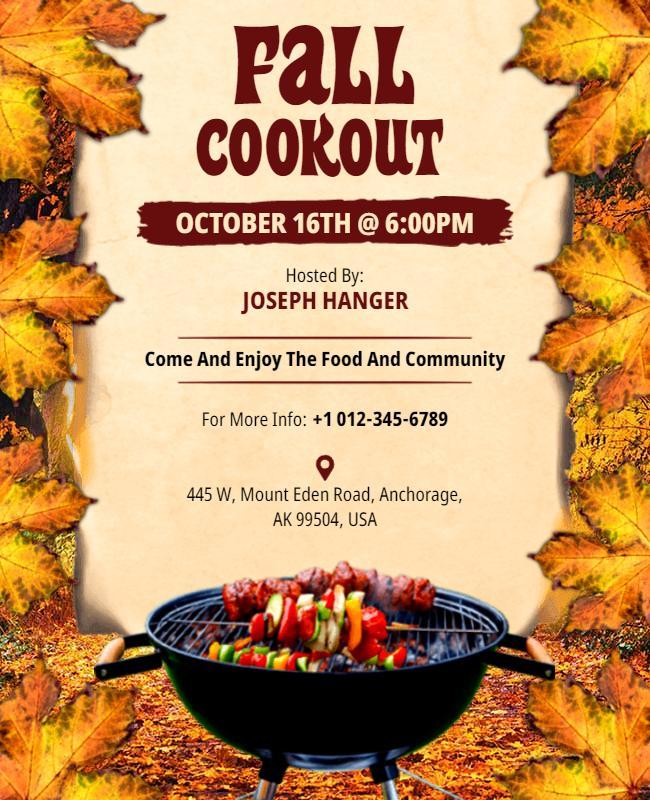 Autumn Community Cookout Event Flyer Template