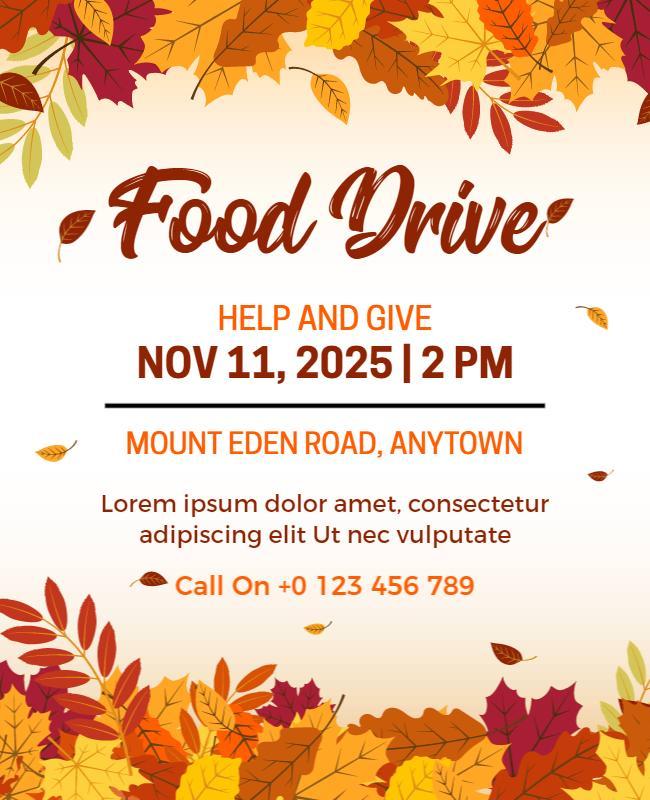 Autumn Community Food Drive Flyer Template