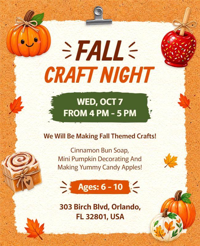 Autumn Crafting Event for Kids Flyer Template
