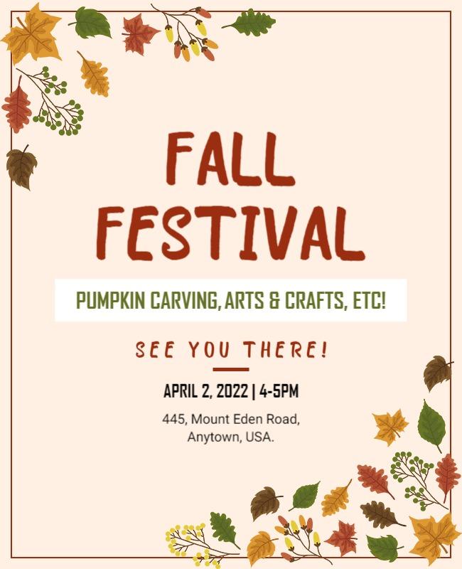 Colorful Autumn Leaf Theme Fall Festival Flyer Template