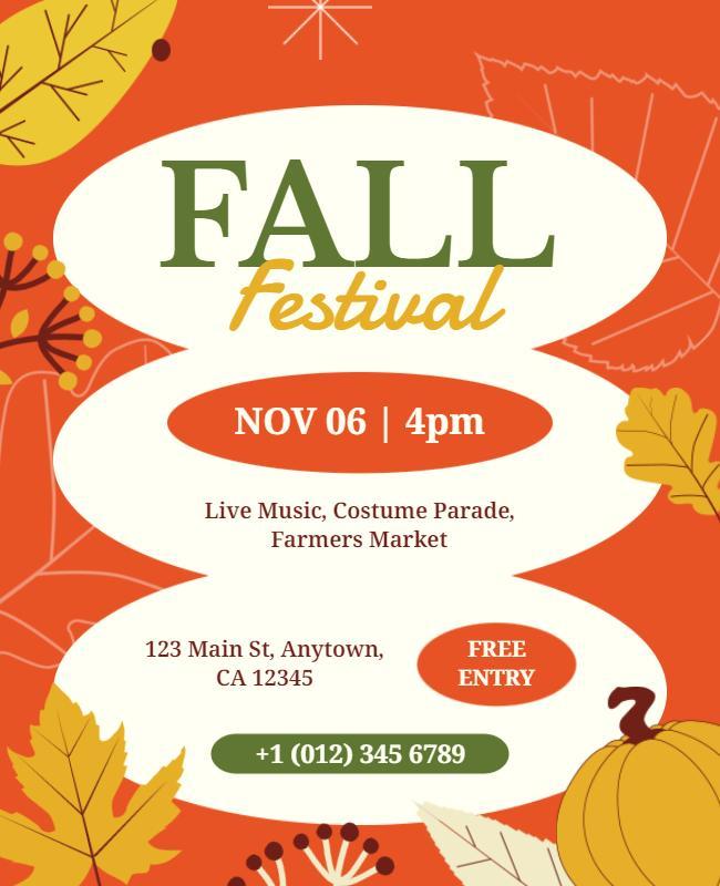 Autumn Fall Festival Celebration Flyer Template