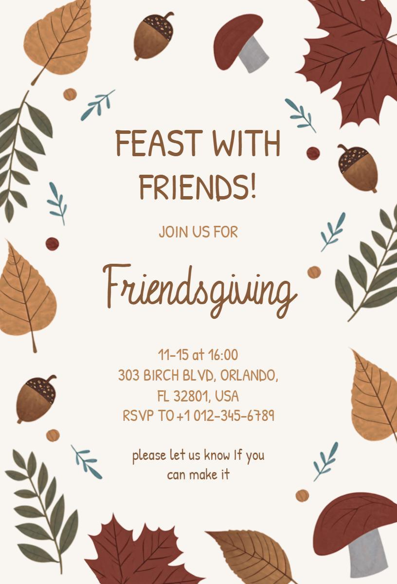Autumn Feast Gathering Friendsgiving Celebration Invitation Template