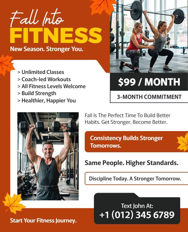 Autumn Fitness Promotion Gym Membership Flyer Template