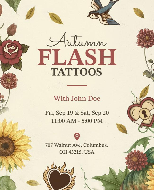 Autumn Flash Tattoo Event Flyer Template