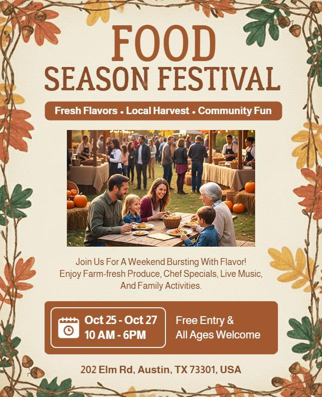 Autumn Food Season Festival Community Event Flyer Template