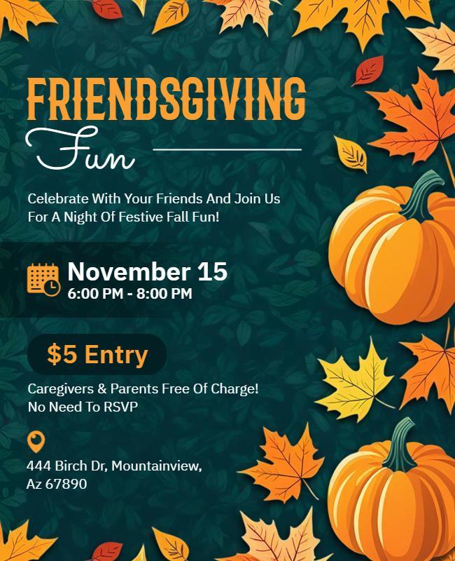 Autumn Friendsgiving Fun Invitation Flyer Template