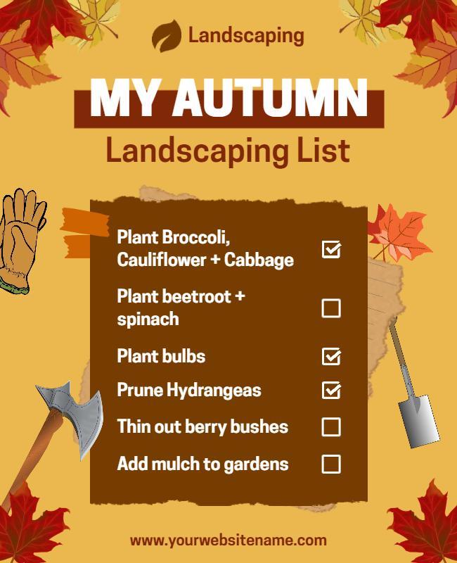 Autumn Garden Landscaping Checklist Flyer Template