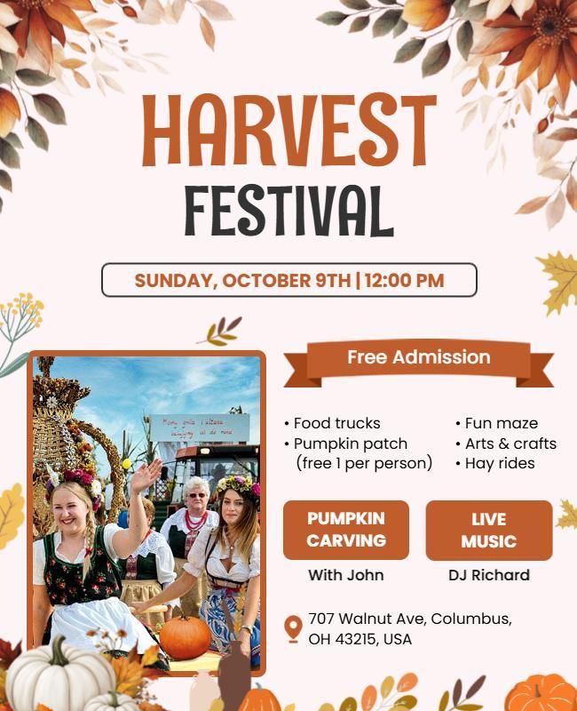 Autumn Harvest Festival Celebration Flyer Template