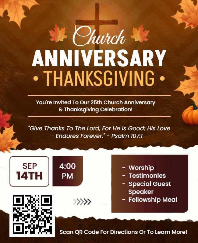 Autumn Harvest Theme for 25th Church Anniversary Flyer Template