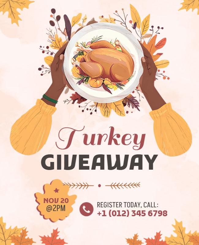 Autumn Harvest Turkey Giveaway Celebration Flyer Template