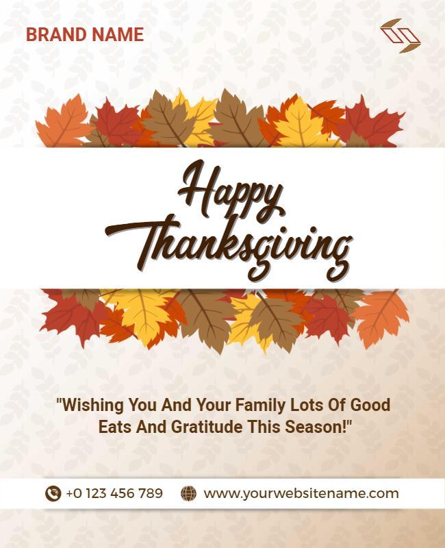 Autumn Leaf Thanksgiving Celebration Greeting Poster Template
