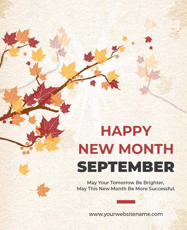 Autumn Leaf Theme September Greetings Poster Template