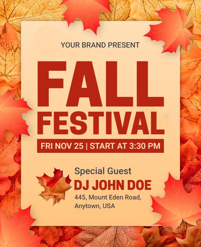 Autumn Leaves Fall Festival Event Flyer Template