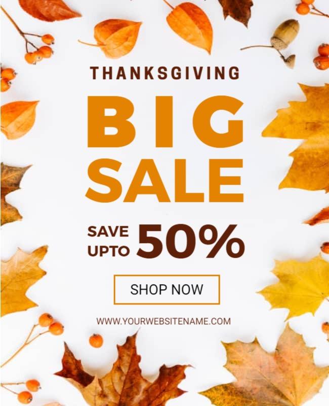 Autumn Leaves Thanksgiving Big Sale Poster Template